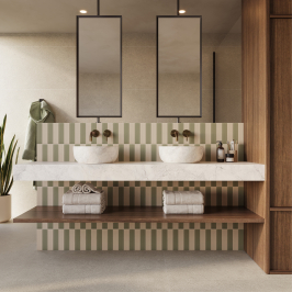 Carreaux muraux en céramique | 5x20 cm | Mundano Olive Matt