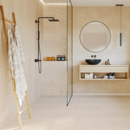 Carrelage en céramique sol et mur | 60x60 cm | Tilestone Terrazzo Beige