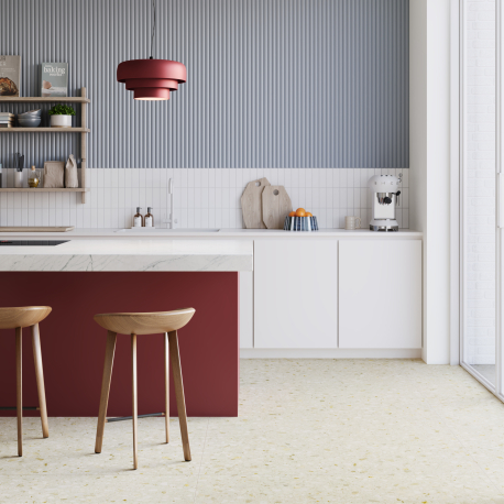 Carrelage en céramique sol et mur | 120x120 cm | Ritmo Terrazzo Off White