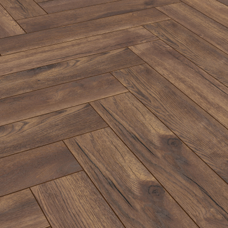 Parquet stratifié à clipser | 13.3x66.5 cm | vtwonen Herringbone Dark Oak