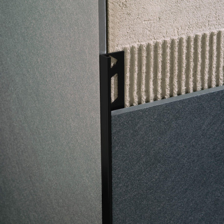 Profil | 1.25x270 cm | Profil en L Alu Revêtement en poudre Noir Mat Gauffré