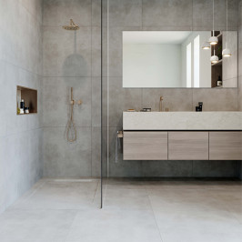 Carrelage en céramique sol et mur | 70x70 cm | Tilestone Shape Cement carrelage sol en céramique, carrelages sol, carrelages mural, gris, look béton, tilestone, impermo
