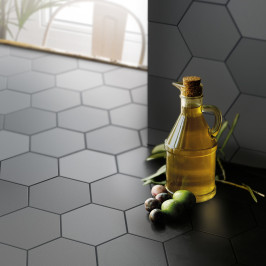Carrelage en céramique sol et mur | 10.1x11.6 cm | Kromatika Grey Hexagon