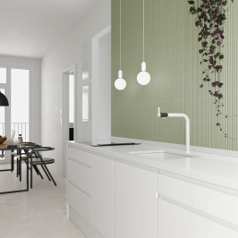 Carreaux muraux en céramique | 5x20 cm | Mundano Olive Round Decor Matt