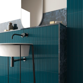 Carreaux muraux en céramique | 5x20 cm | Mundano Lagune Round Decor Glossy