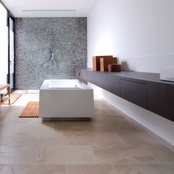 mosaïques en pierre naturelle, gris medium, gris foncé, impermo, landelijk, strak